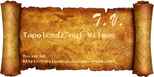 Tapolcsányi Vilmos névjegykártya